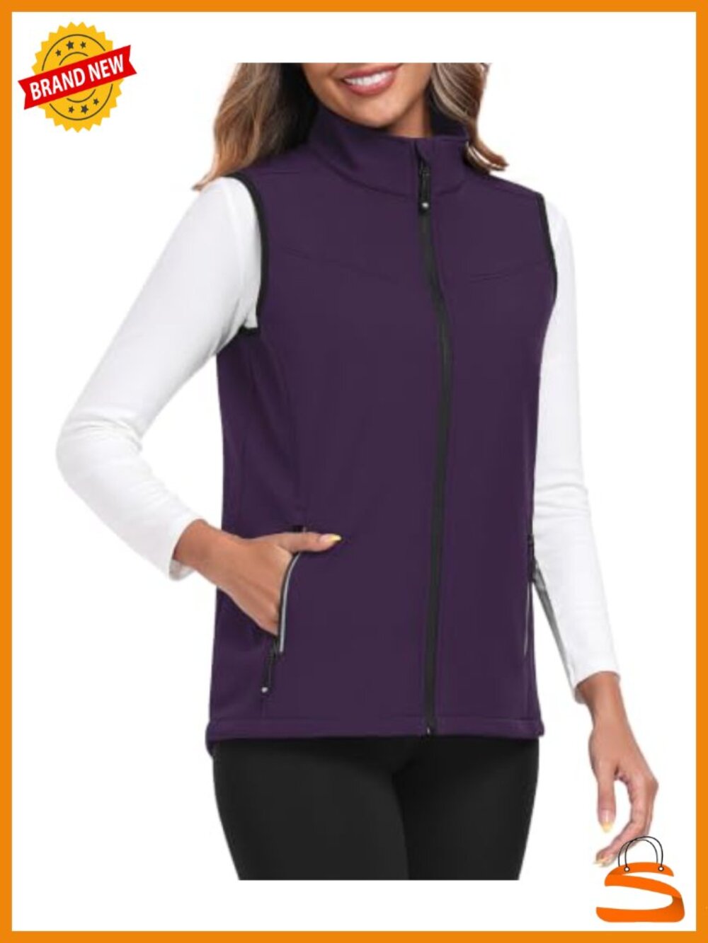 Fleece Lined Softshell Vest Lightweight Sleeveless Zip Up Jacket